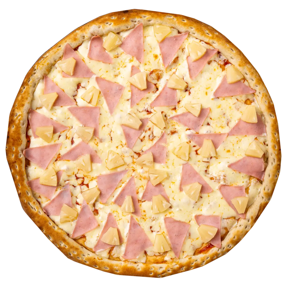 Pizza Hawaiana de Yalus Pizza con salsa pomodoro, mozzarella, jamón y piña